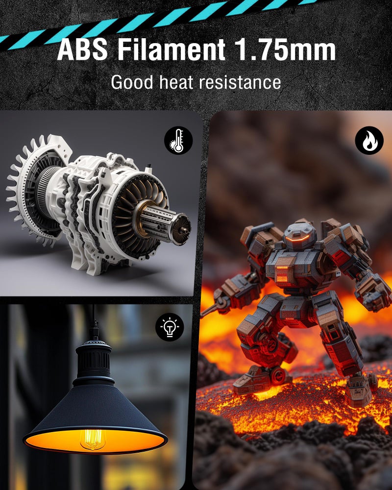 SUNLU ABS Filament 1.75mm 3D Printer Filament, Highly Resistant Durable, Heat Resistance, Excellent Toughness, Compatible with 99% FDM 3D Printers, 1kg Spool (2.2lbs), Black - Image 3